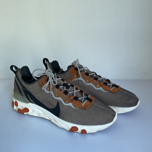 Nike React Element 55 Brown Orange Black Sneakers Men’s Size 11 - Picture 3 of 9